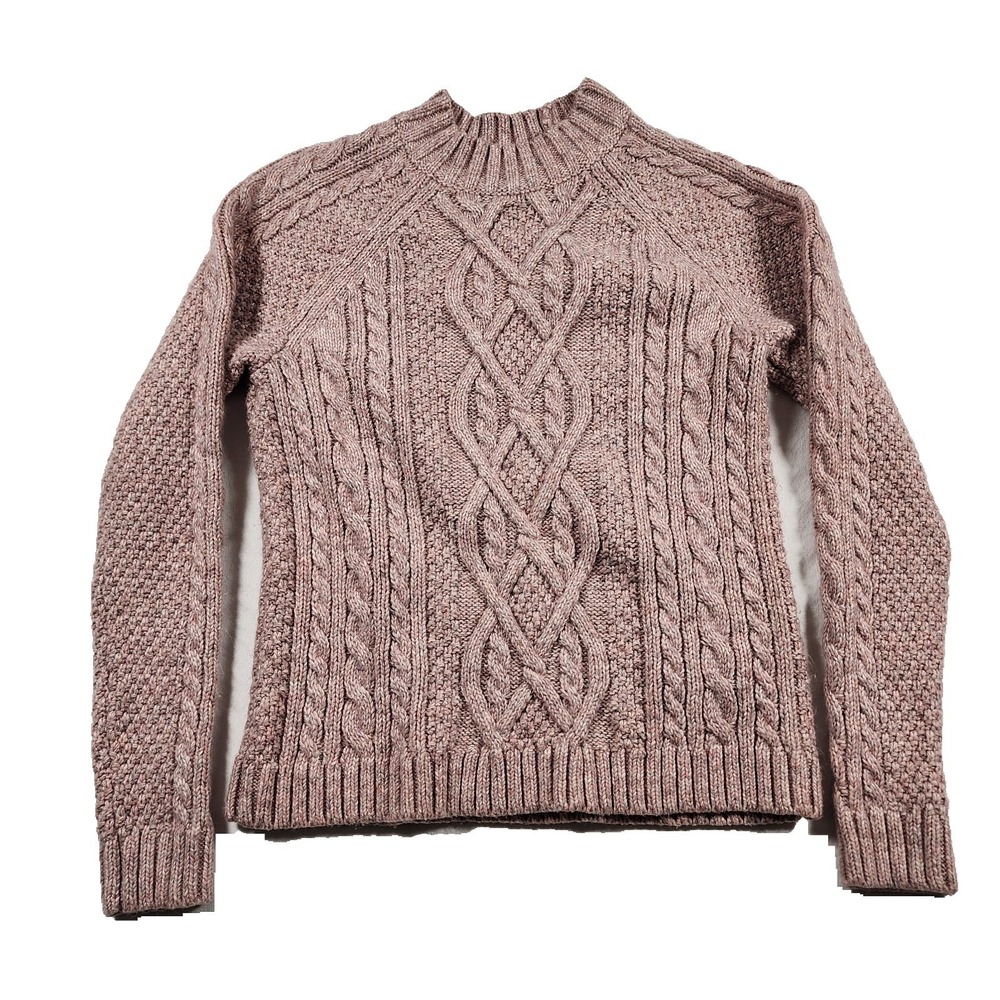 Abercrombie Fitch Sweater Womens XS Cable Knit Mock Neck Preppy Academia